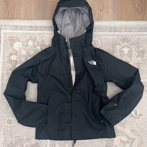 The North Face Black Jacket for girls (size 7/8) - waterproof & wind resistant